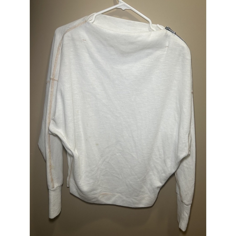 We The Free Off White Boat Neck Sweater With Zipper Accents